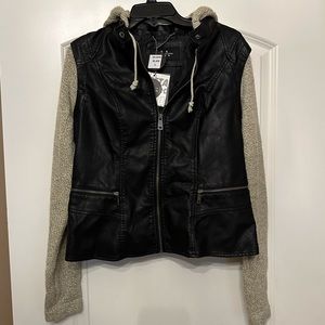 LA Col Vegan leather sweater jacket NWT SZ L
